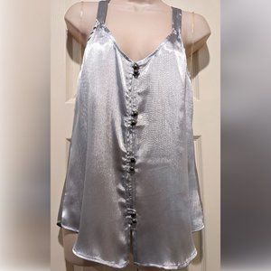 Rosette (Be Cool) Silver Shiny Camisole with Gray Pearlescent Buttons